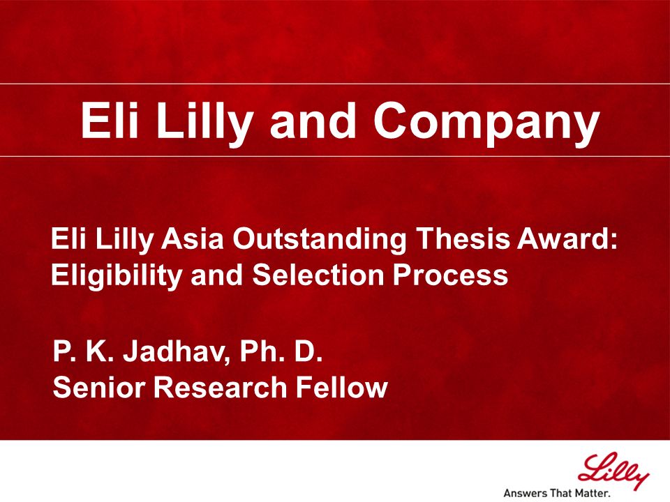 Eli lilly award outstanding thesis